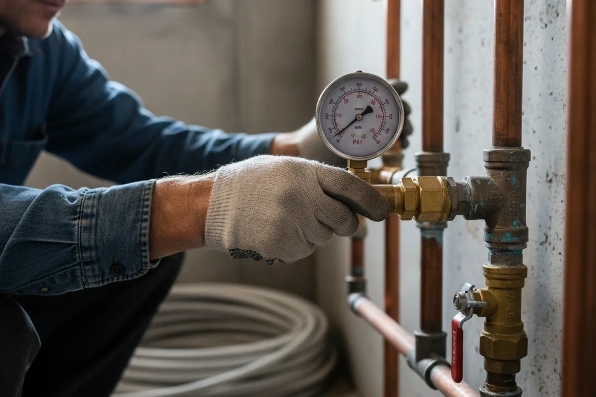 Pressure testing a repaired line during Water Line Repair in North Manchester